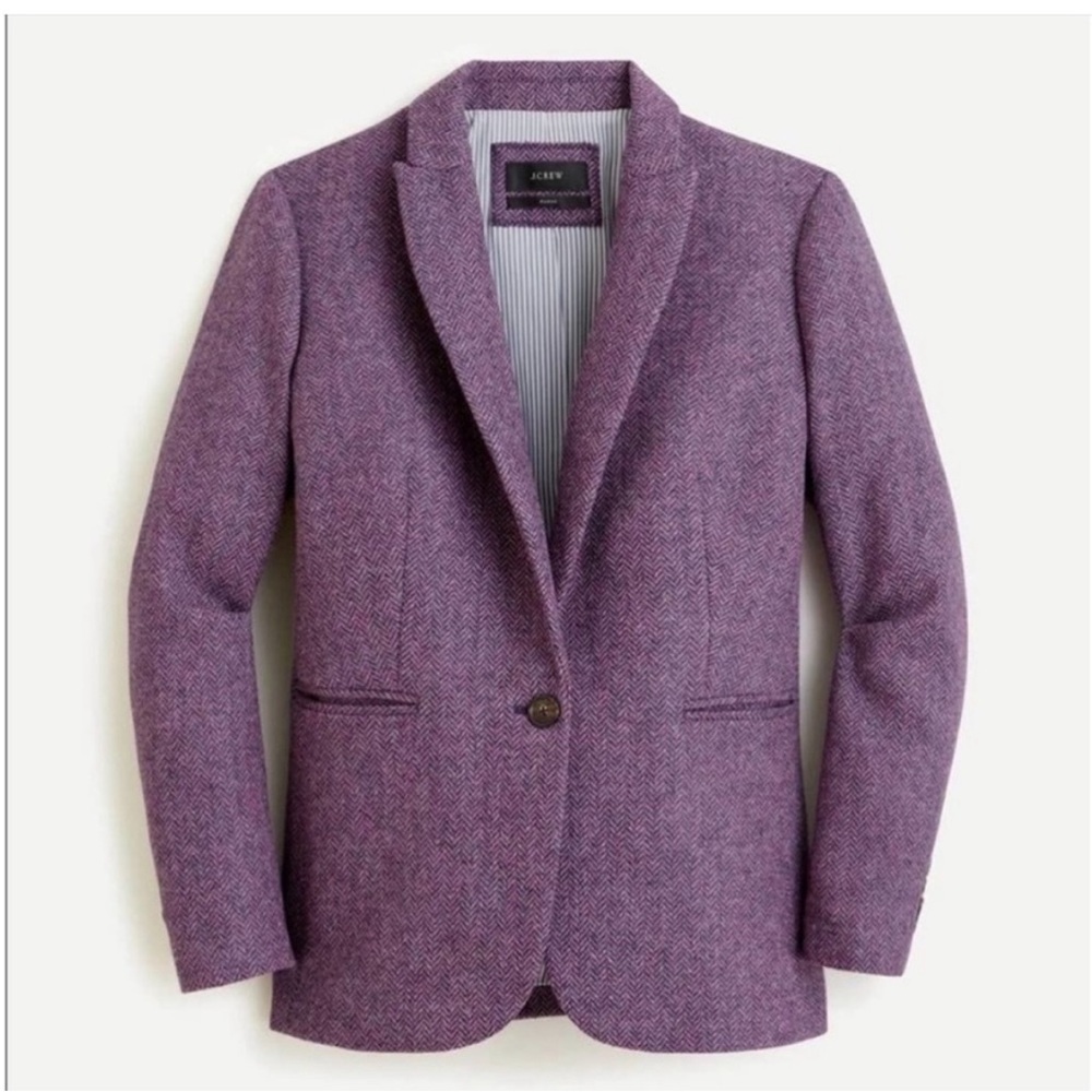J.Crew Parke Blazer Jacket Sz 2 Purple Herringbone English Wool